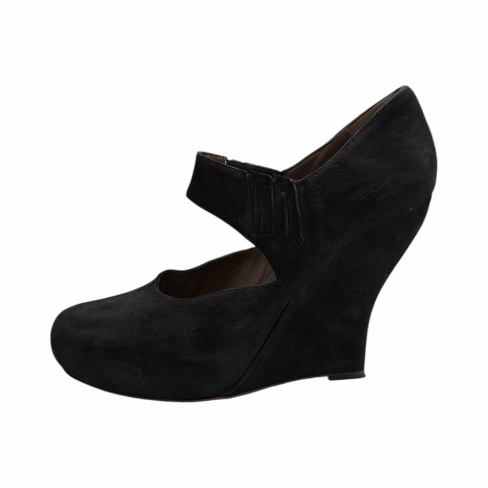 Marni Black Suede Mary Jane Wedge Heels Size 37 - Picture 6 of 10